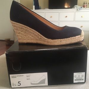 J Crew Factory Navy Espadrille Wedges